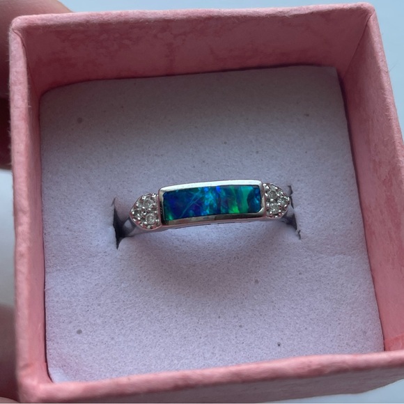 Abalone stacker ring, silver, size 7 EUC - Picture 2 of 3
